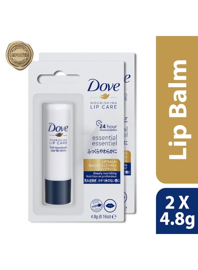 دوف بلسم دوف إسينشال المغذي للعناية بالشفاه، ترطيب يدوم 24 ساعة، 4.8 غرام (عبوة من قطعتين) - Image 2